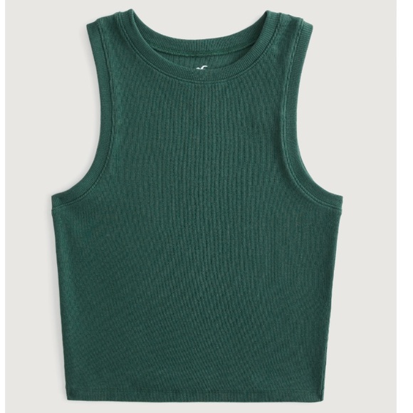 NWT /Hollister/ Ribbed High-Neck Tank /SIZE: Small /Dark Green - Picture 1 of 9